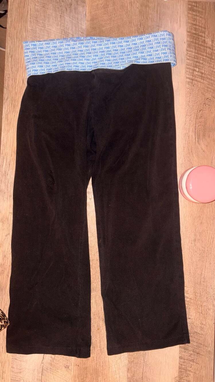 Victoria's Secret PINK Y2K Fold Over Yoga Pants Black Size XS